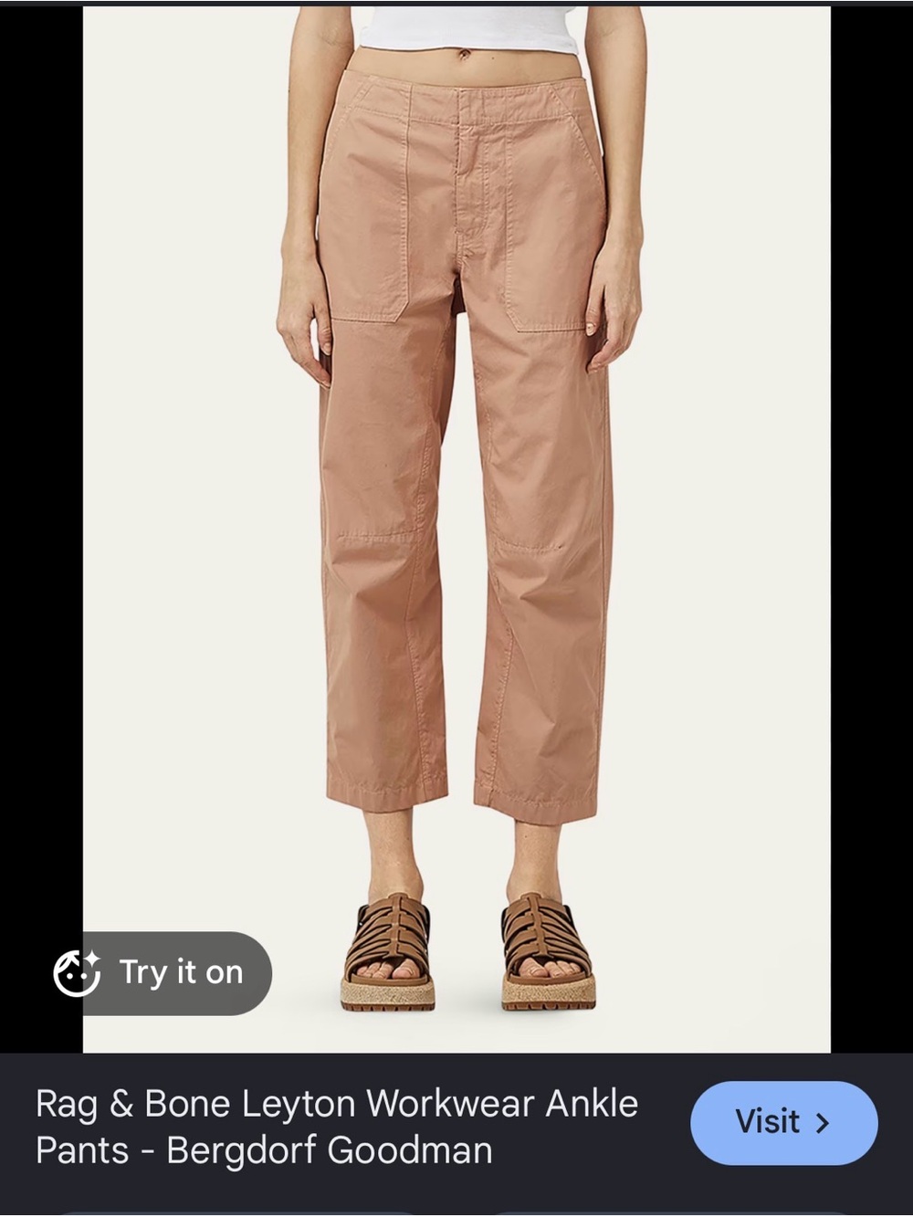 Rag & Bone Leyton Workwear Ankle Pants — Dusty Rose